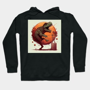 Dinosaur Playing Basketball Funny Hoodie